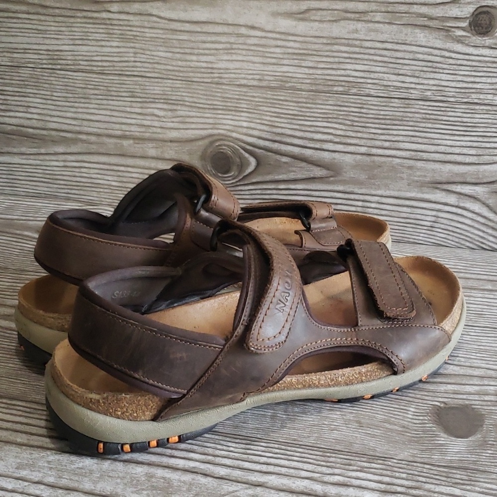 Naot 44 brown leather adjustable straps mens sandals size 11 - Picture 3 of 8